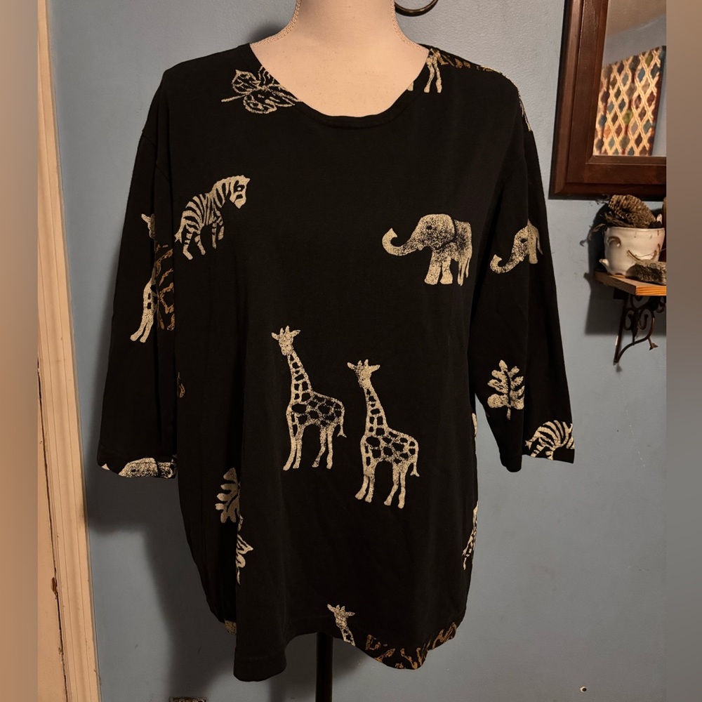 Vintage, Safari Print, Oversized, T-Shirt